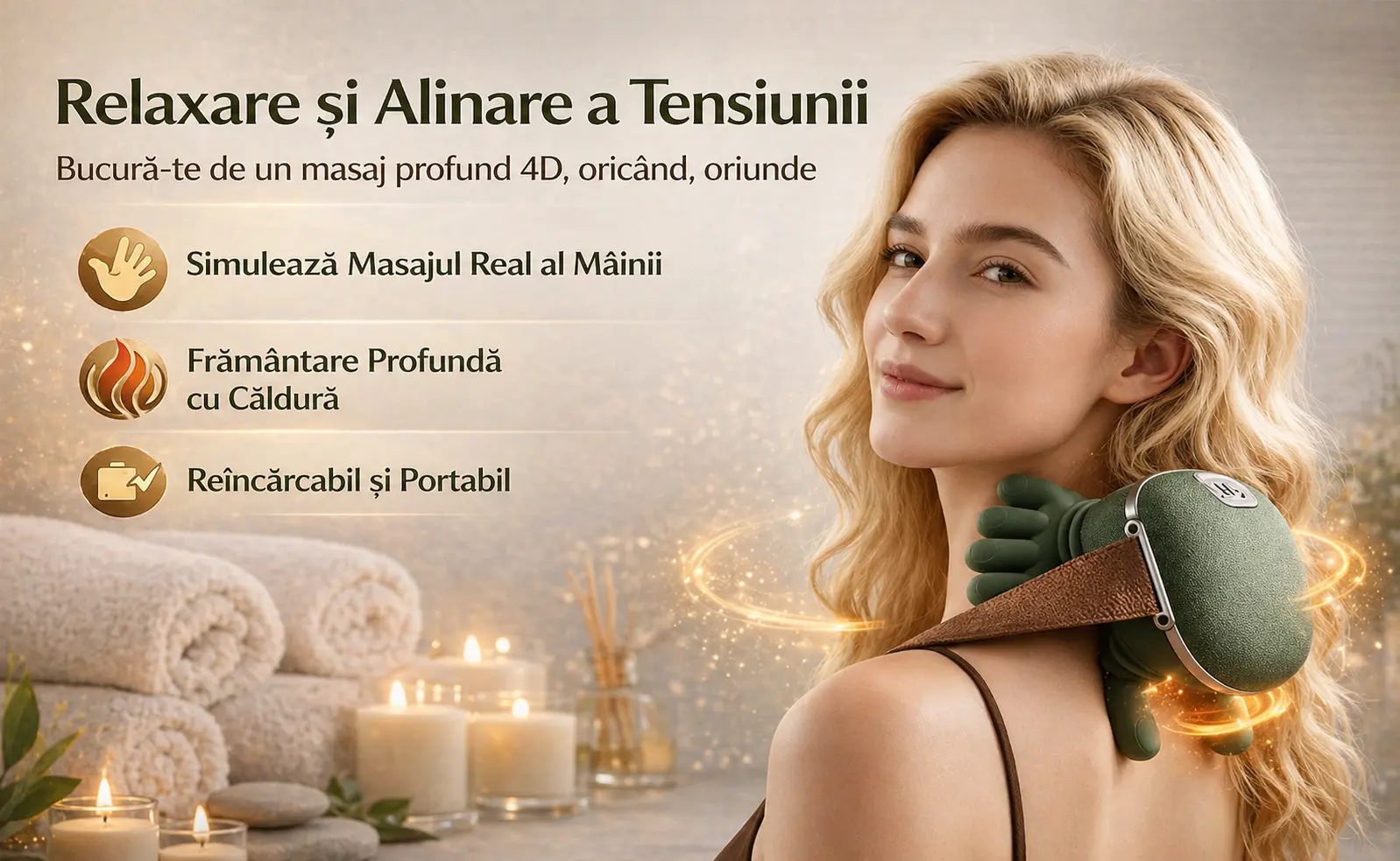 Masajer încălzit cu perne de aer, detaliu 2