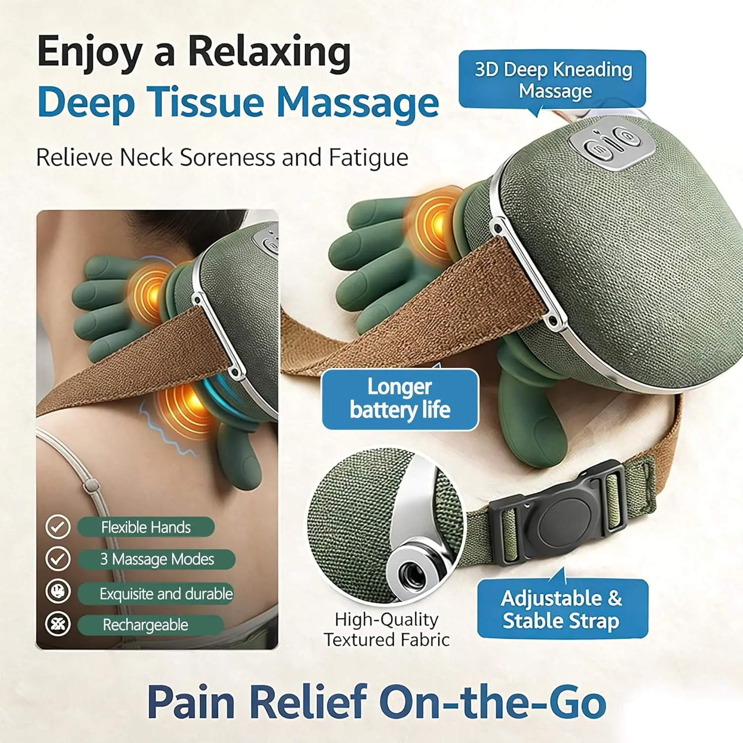 Masajer tip colier pentru gât și umeri, imagine 2